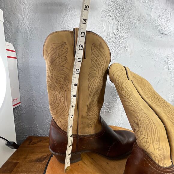 Durango Cowboy Boots Mens 9 Brown Tan Western Ranch Rodeo Leather Pull On Riding